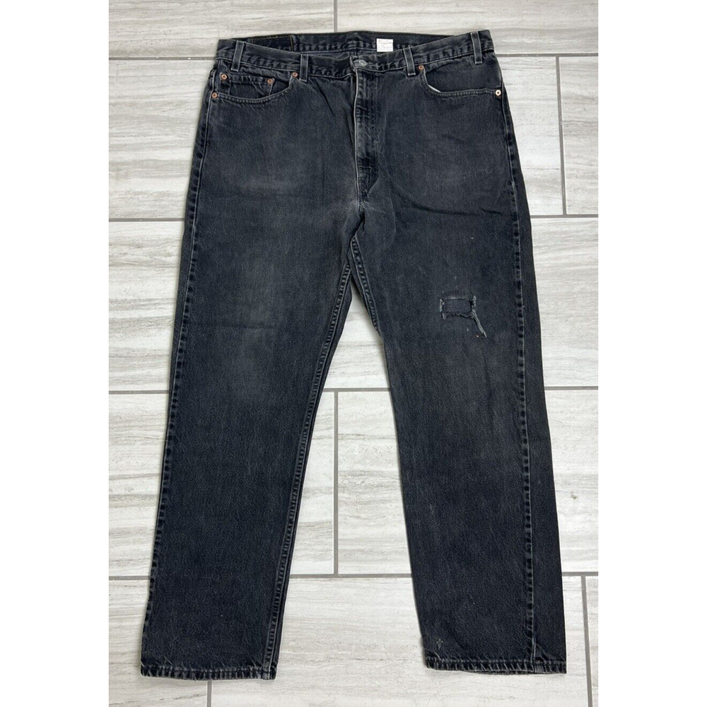 Levi’s 505 40x32 Distressed Regular Fit Straight Leg Black Denim Vintage 1999